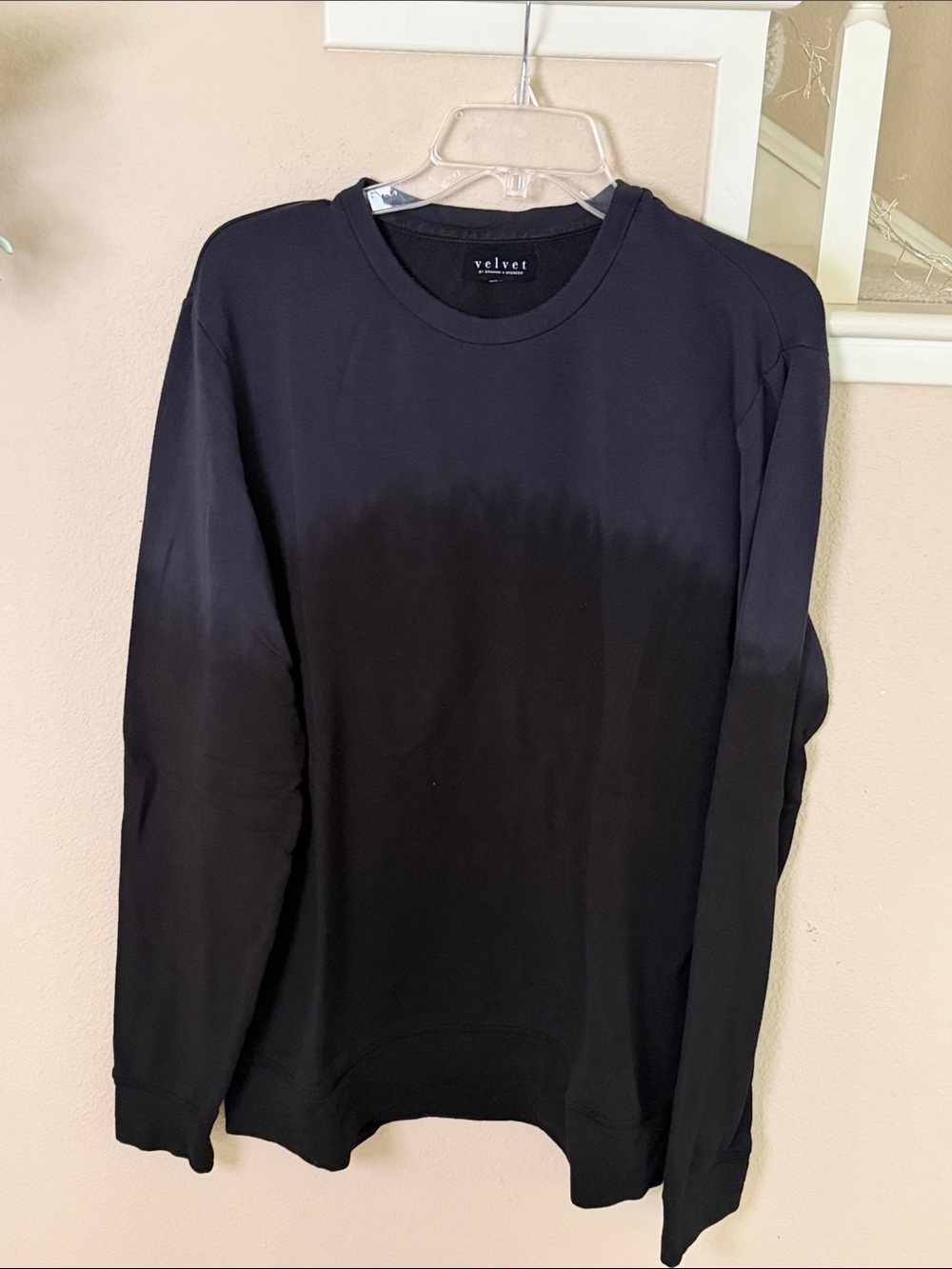 Velvet Men's Black Crewneck Sweatshirt - Ombre Detail